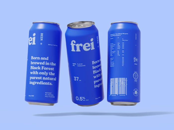 Single product branding for frei beer.