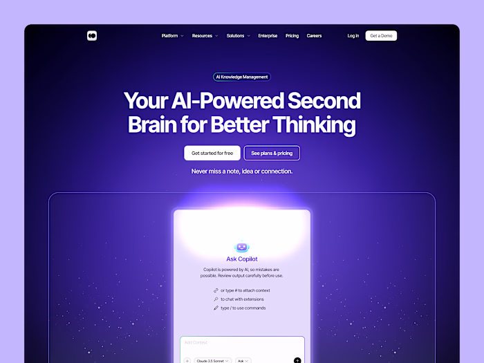 Second Brain AI Copilot - Header The interface is designed t...