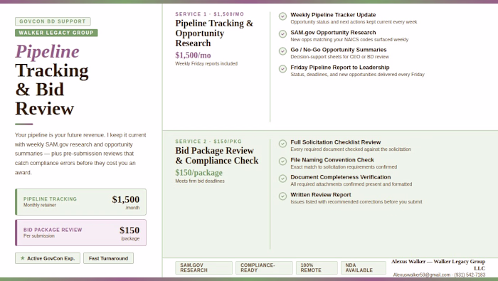 Government Contracting Pipeline Tracking and