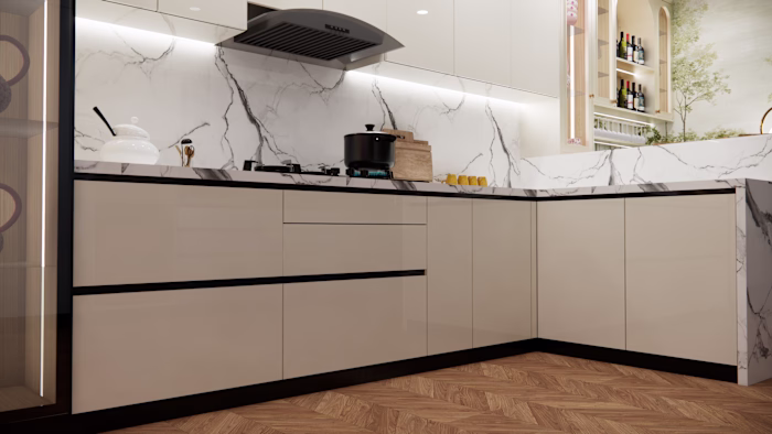 Elegant L - Shaped Kitchen