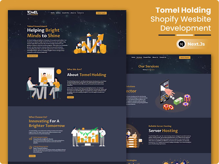 Tomel Holding - Next.js Website Design and Development