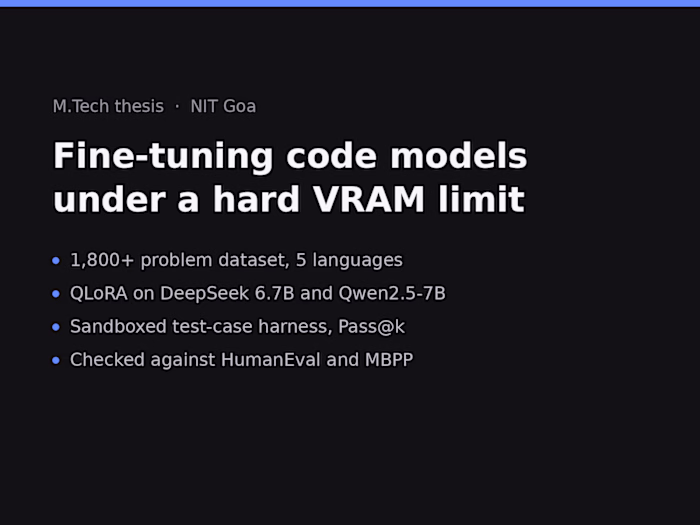 Fine-tuning code models under a hard VRAM limit