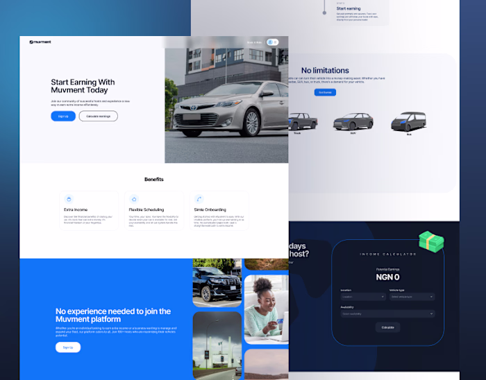 Muvment Host Landing Page Design