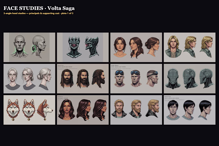 Face studies from VOLTA SAGA,