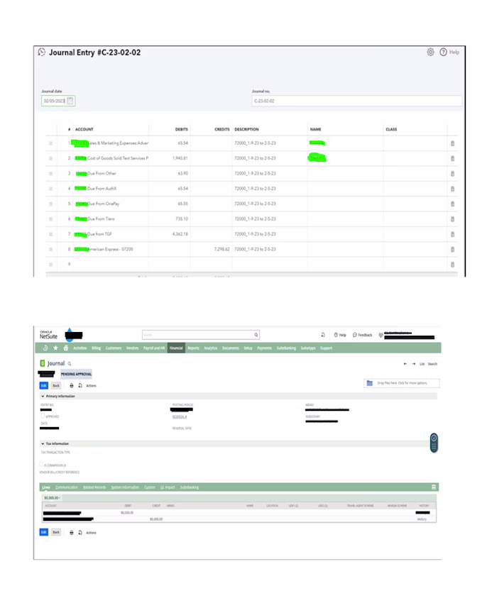 QuickBooks & NetSuite Journal Entry