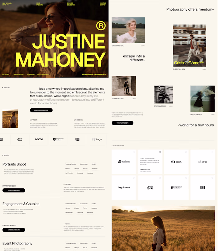 Justine Mahoney - Portfolio & Agency Website