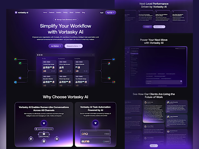 Vortasky AI Task Management SaaS Landing Page Design