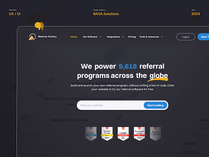 Redesign for B2B SaaS Referral program software