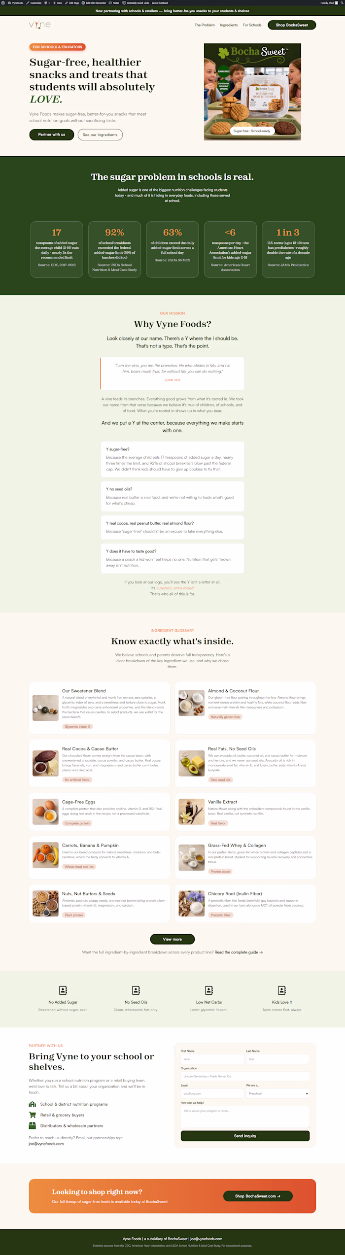 Food Brand Landing Page Design