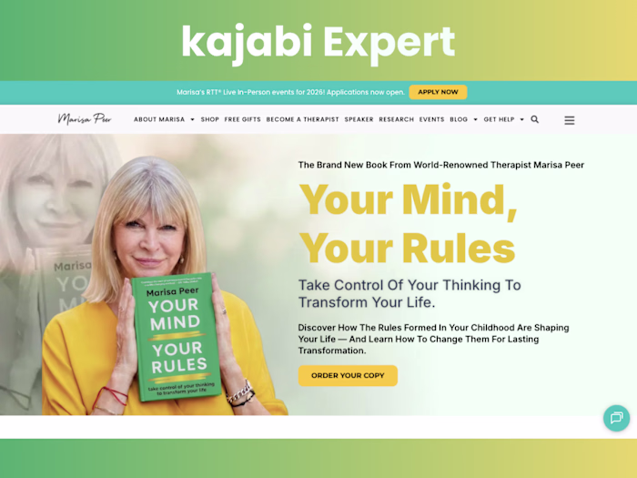 Marisa Peer Website Redesign and Kajabi Integration