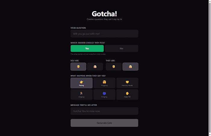 Gotcha — An interactive app built for delight