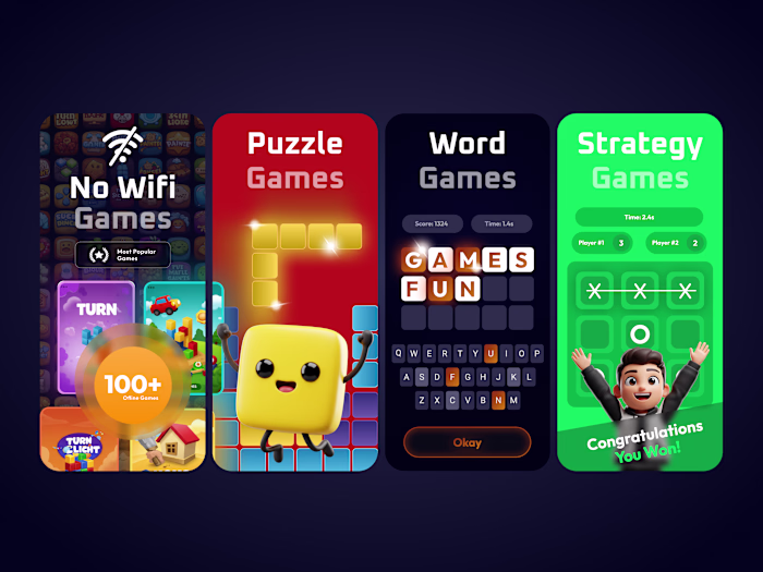 High-Converting App Store Screenshots | No Wifi Games