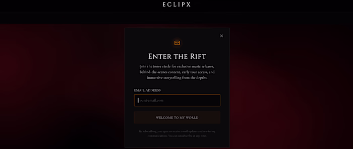 Eclipx - Music Artist Web App for Email Collection/Fanbase E...