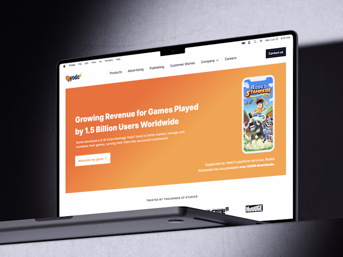 Web Design for Yodo1 Game Monetization Company