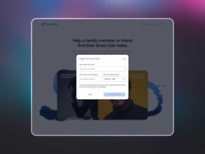 TalentApply User Engagement Popup Form