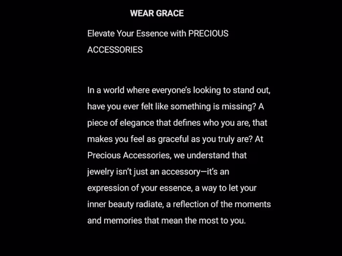 A SALES COPY FOR PRECIOUS ACCESSORIES 