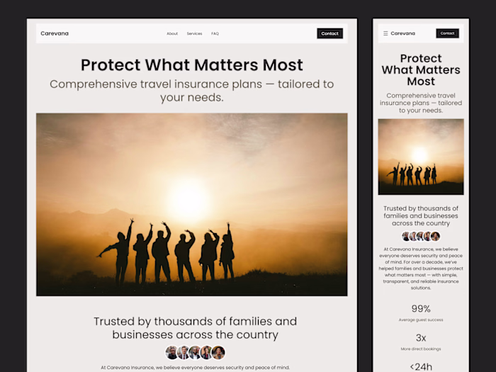 Carevana – Travel Insurance Company Landing Page