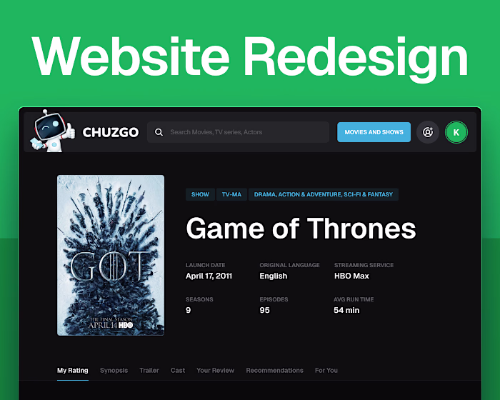 Chuzgo | Show Page Redesign | UI UX Design