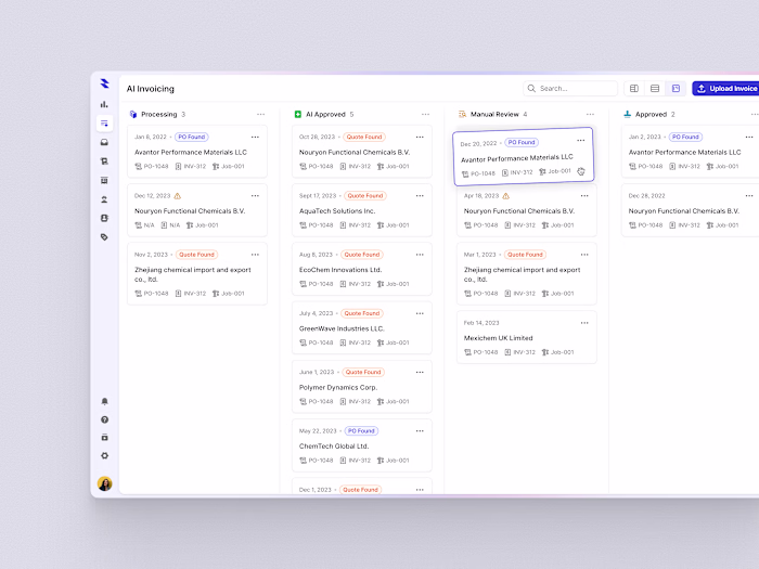 AI Invoicing — Kanban View