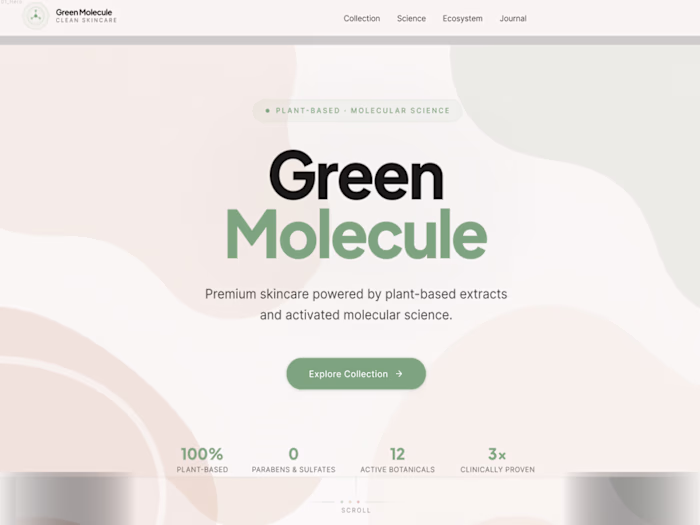 Green Molecule - Brand Identity & Skincare Website Concept