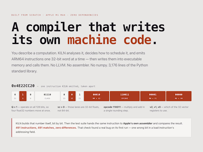 KILN - a tensor compiler written from scratch for Apple Silicon