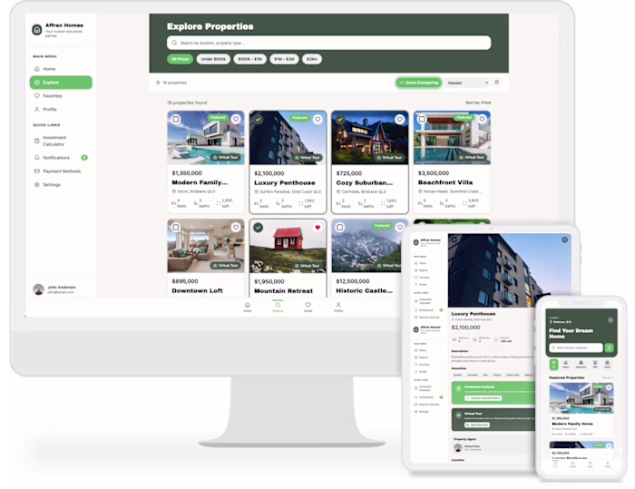 Affran Homes real‑estate SAAS prototype