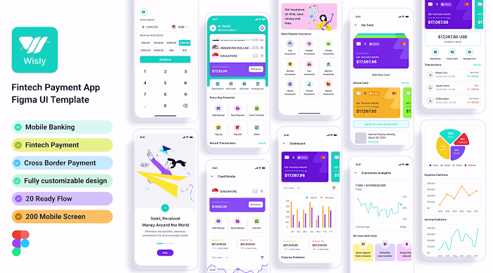 Wisly Fintech Mobile App UI Template