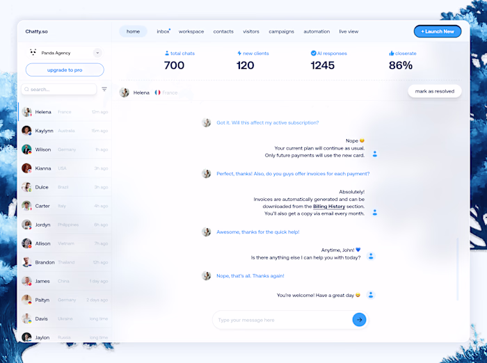 Chatty. so Dashboard + Website