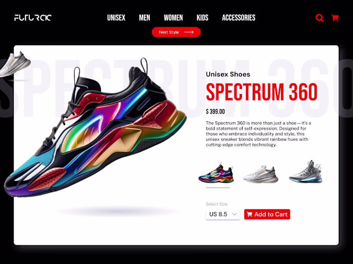 Futurcic Sneakers (Animated Figma Website)