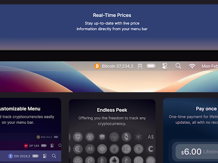Coin Peek Menu Bar App