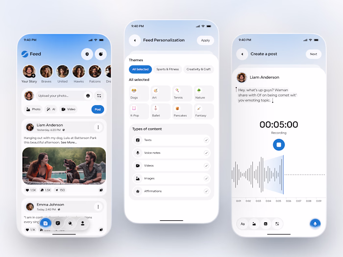 Social Media Mobile App UI