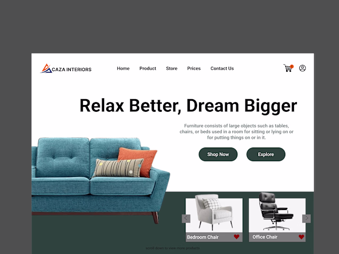 Caza Interiors - Landing Page Design