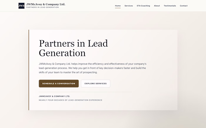 JW McAvoy & Company Website