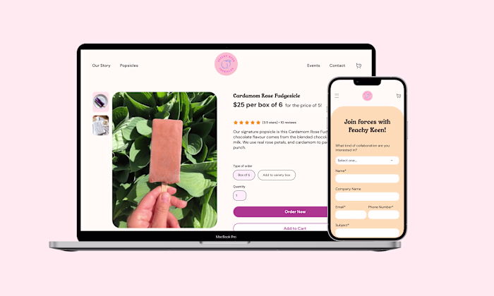 UX/UI Design for Peachy Keen Popsicles Responsive Website