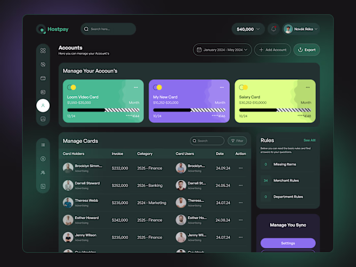 Hostpay - Finance Dashboard