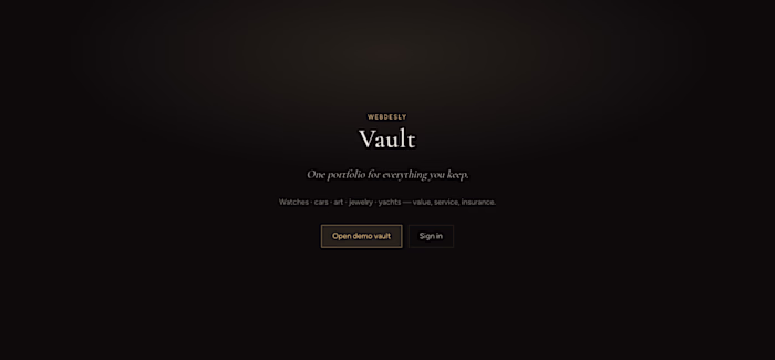 Webdesly Vault — Luxury Asset Portfolio