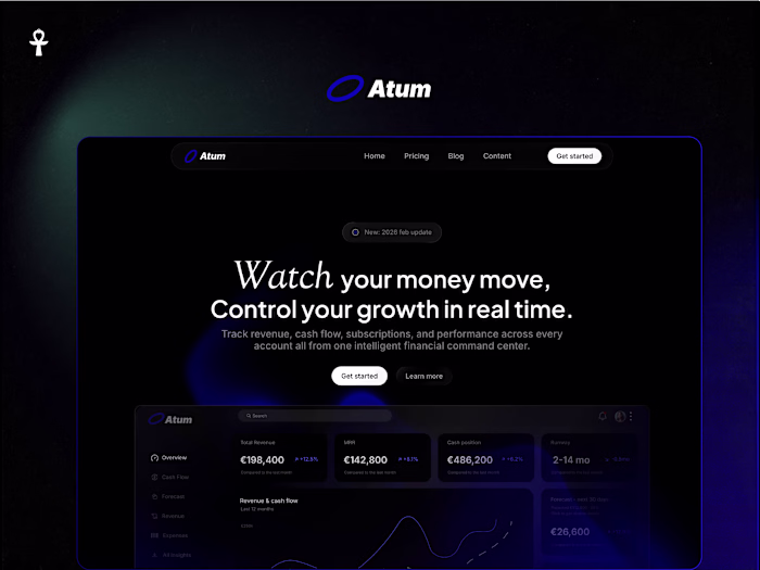 Atum · Framer template for SaaS and financial products