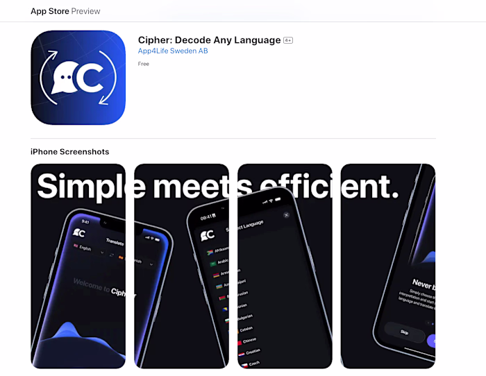 Cipher is an AI-powered translation app built with React Nat...
