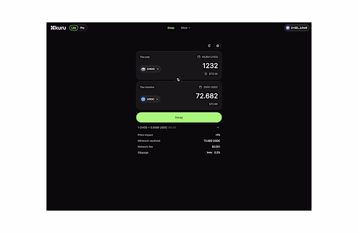Crypto tokens swap page design.