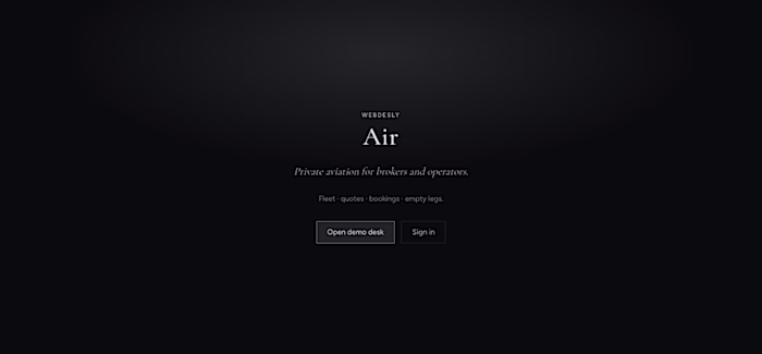 Webdesly Air — Private Aviation