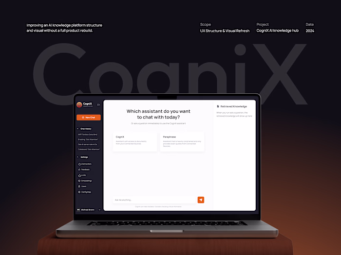 CogniX | Redesign for AI knowledge platform