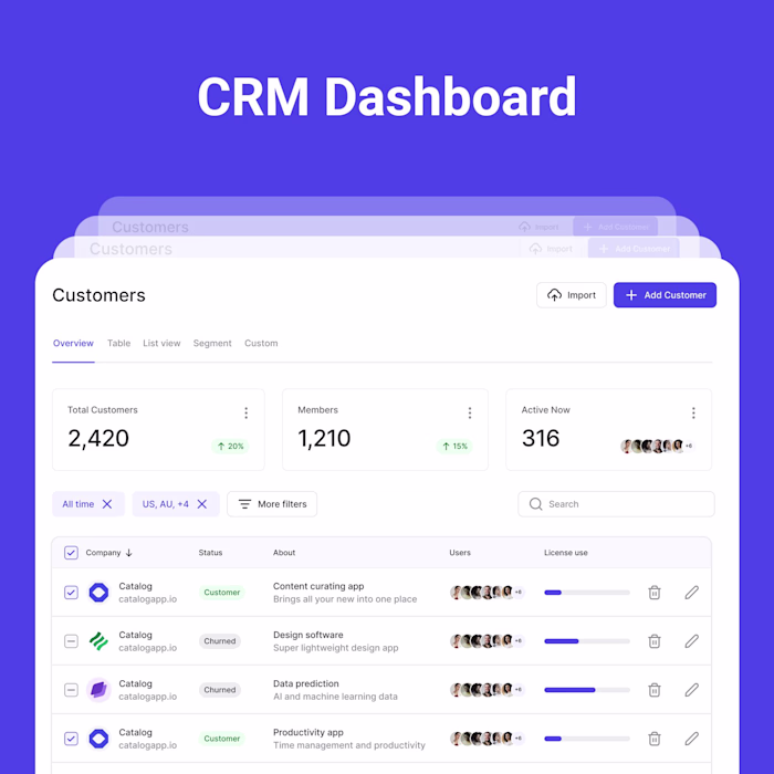 UX/UI Design for CRM admin pages - iCRM