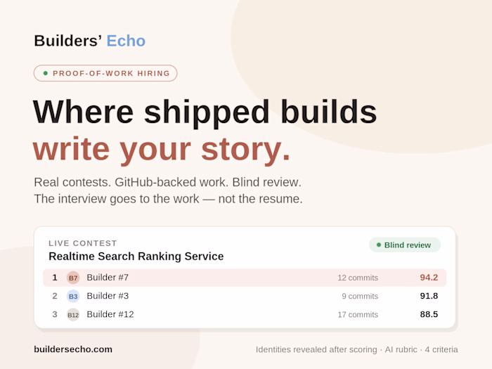 Builders' Echo — Proof-of-Work Hiring Marketplace