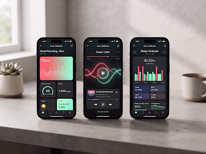 Aura Wellness - Health & Meditation App UIUX