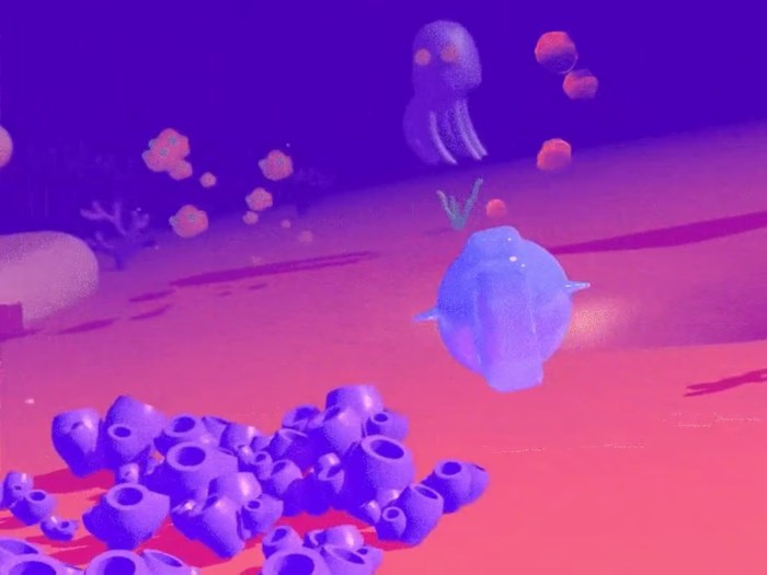 Underwater world, a 3D game concept in Cinema 4D and Spline