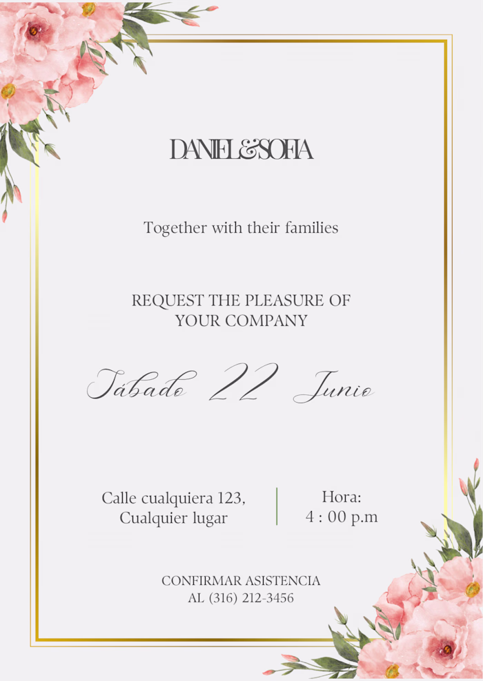 Elegant digital wedding invitation created