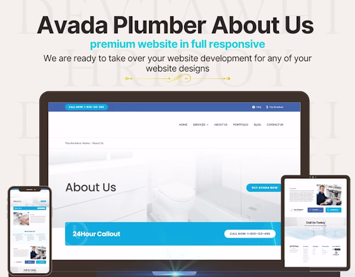 Avada Plumber About Us Premium website full responsive