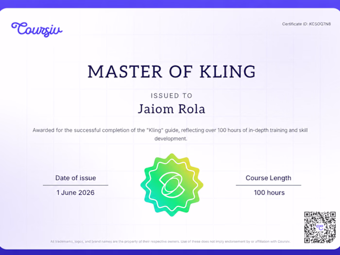 Completed Kling AI Learning &