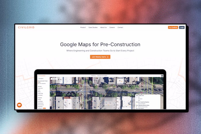 Landing page design for CivilGrid,