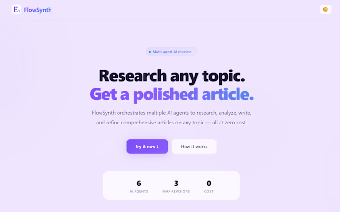 FlowSynth — AI-powered multi-agent research